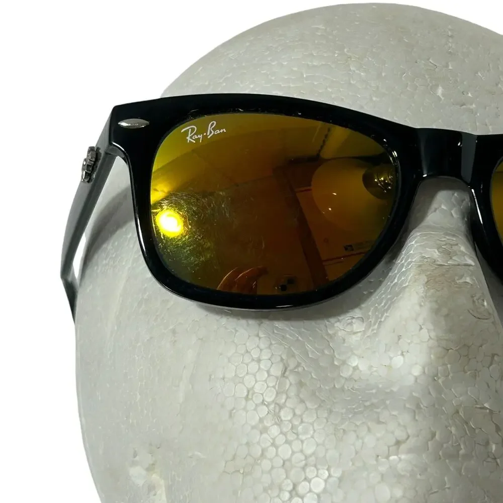 Ray-Ban RB2132 New Wayfarer Classic Sunglasses Black Frame Gold Mirrored Lens